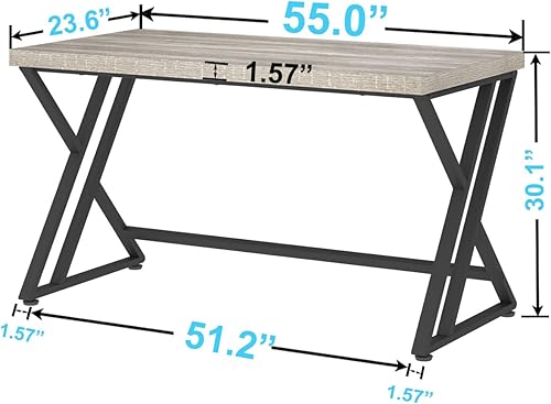 Miniatura 61 de LVB Escritorio negro, escritorio moderno para computadora de escritura para juegos para oficina en casa, mesa de computadora de estudio de madera de