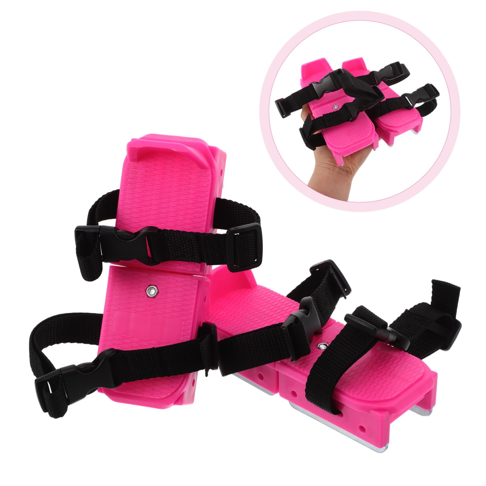 INOOMP Pattini per Ghiaccio Ragazzi Regolabili Rosa 1 Paio Principianti | Pp e Metallo, Nastro, per Sci e Sport Invernali, Mini Sci per Uso Esterno, Adatti a Ragazzi Esordienti