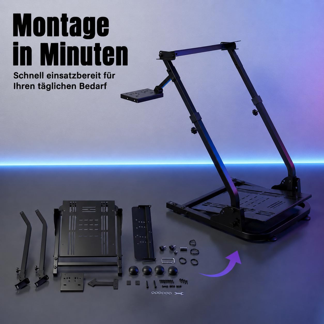 Racing Wheel Stand Lenkradständer, Lenkrad Gaming Wheel, Faltbar Spielsitz Rennsitz Racing Sitz, Höhenverstellbar (56–78 cm), Kompatibel mit den Meisten Lenkrädern, Es ist Geeignet für Spielräume