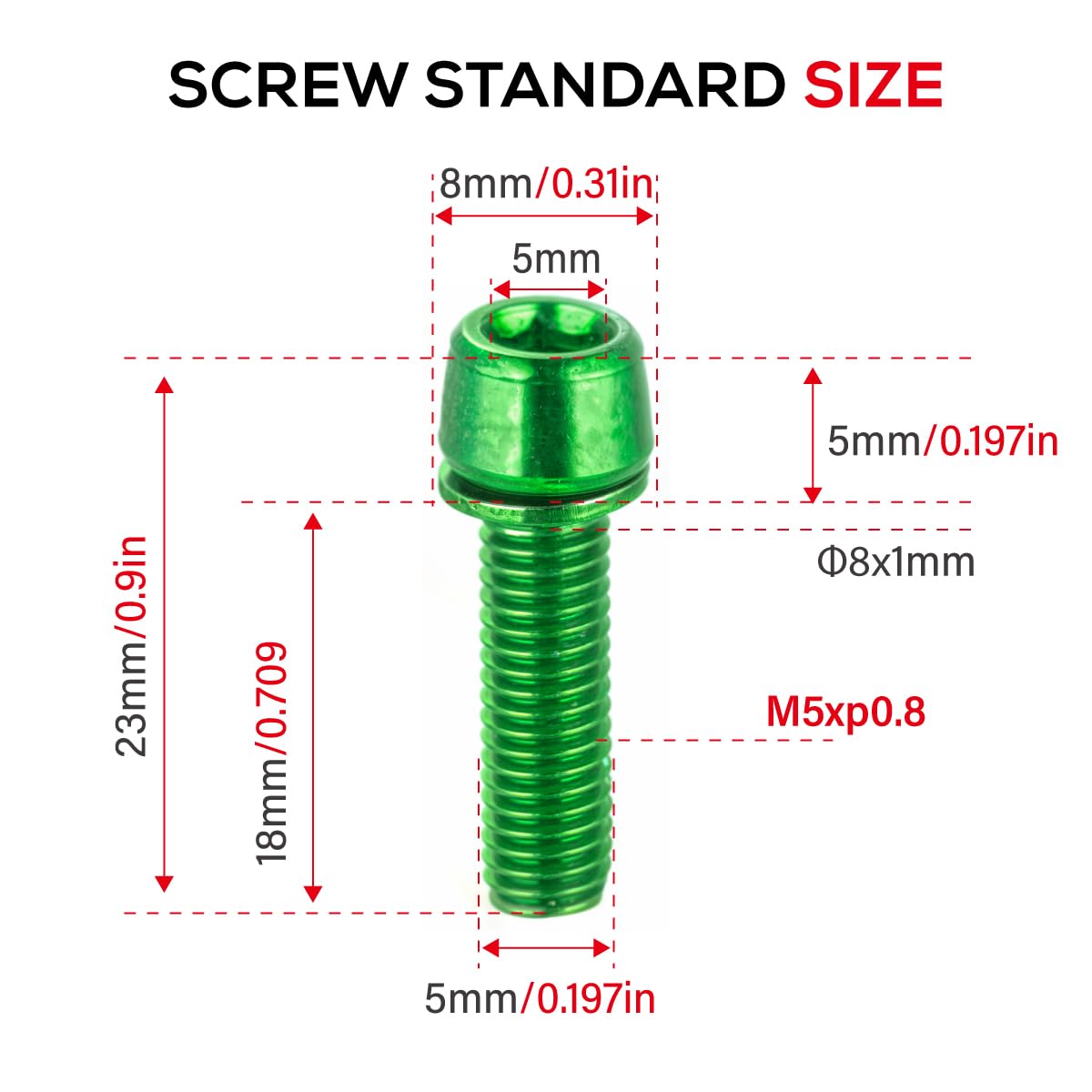 CNCLOL Bike Stem Bolts,M5 x 18mm Stem Screws For MTB/Road Bike/Mountain Bike/BMX(Red/Green/Orange/Blue/Rainbow/Gold) - Image 2