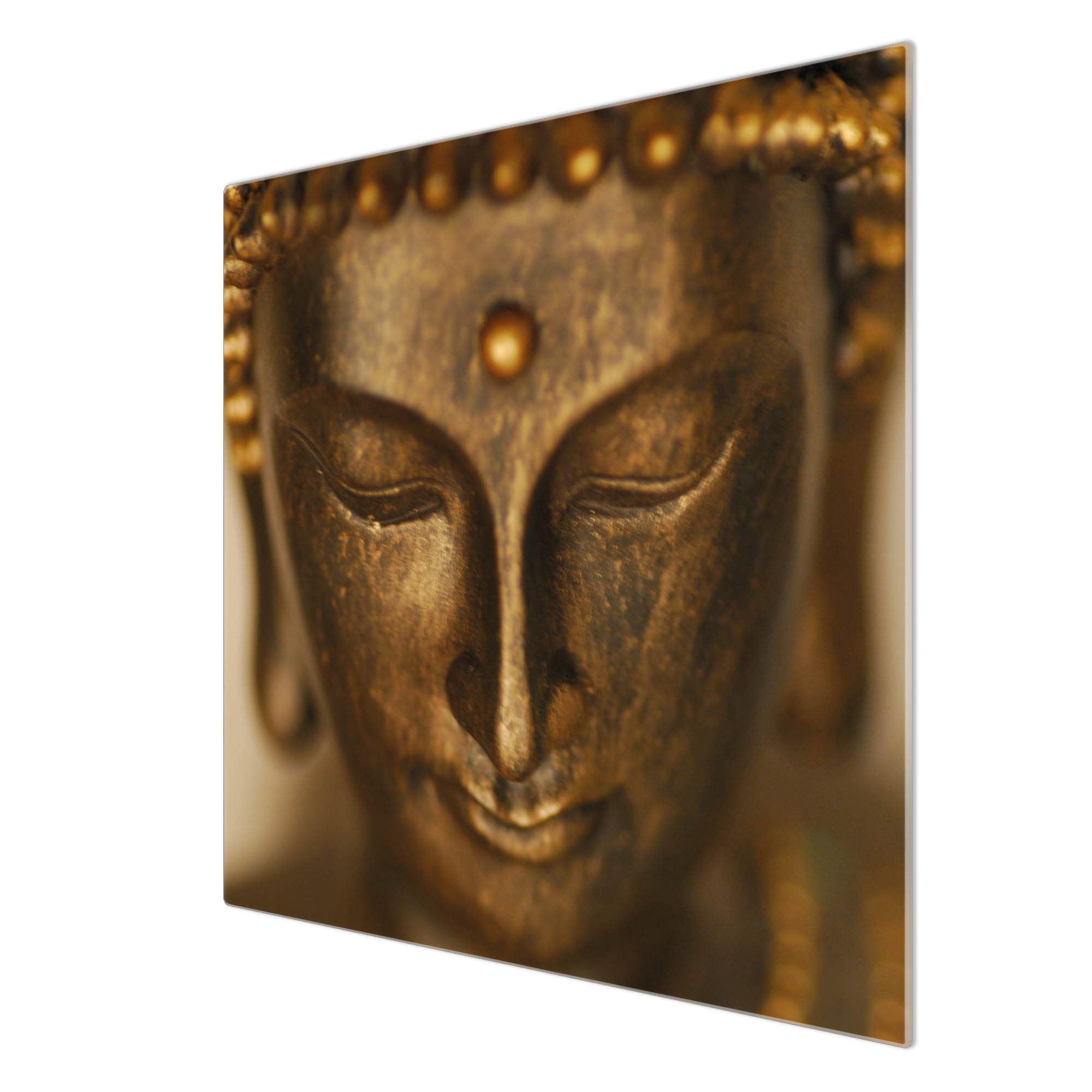 banjado Herdabdeckplatte Glas einteilig 60x52cm - Schneidebrett Herdabdeckung - Herdabdeckplatten Ceranfeld - Schneidebrett Glas - Motiv Buddha Gold