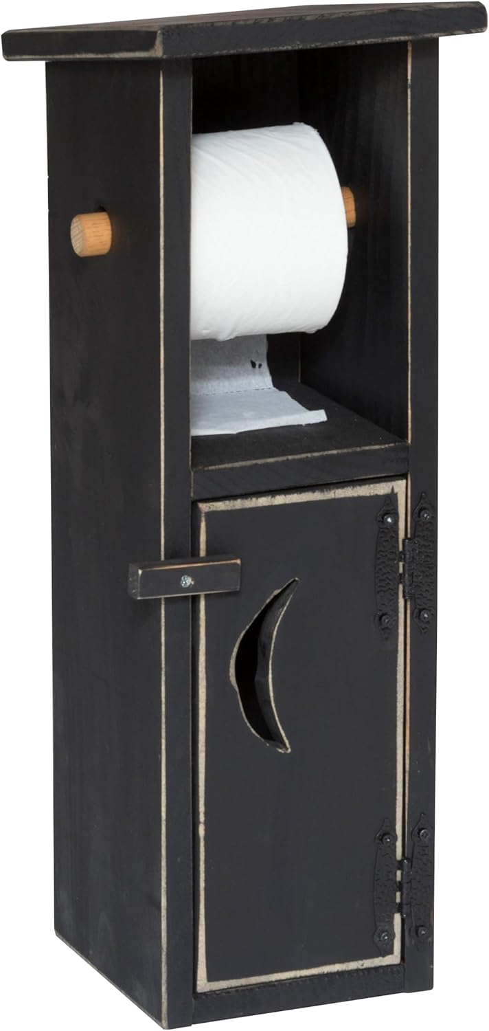 Farmhouse Outhouse Toilet Paper Holder, Black