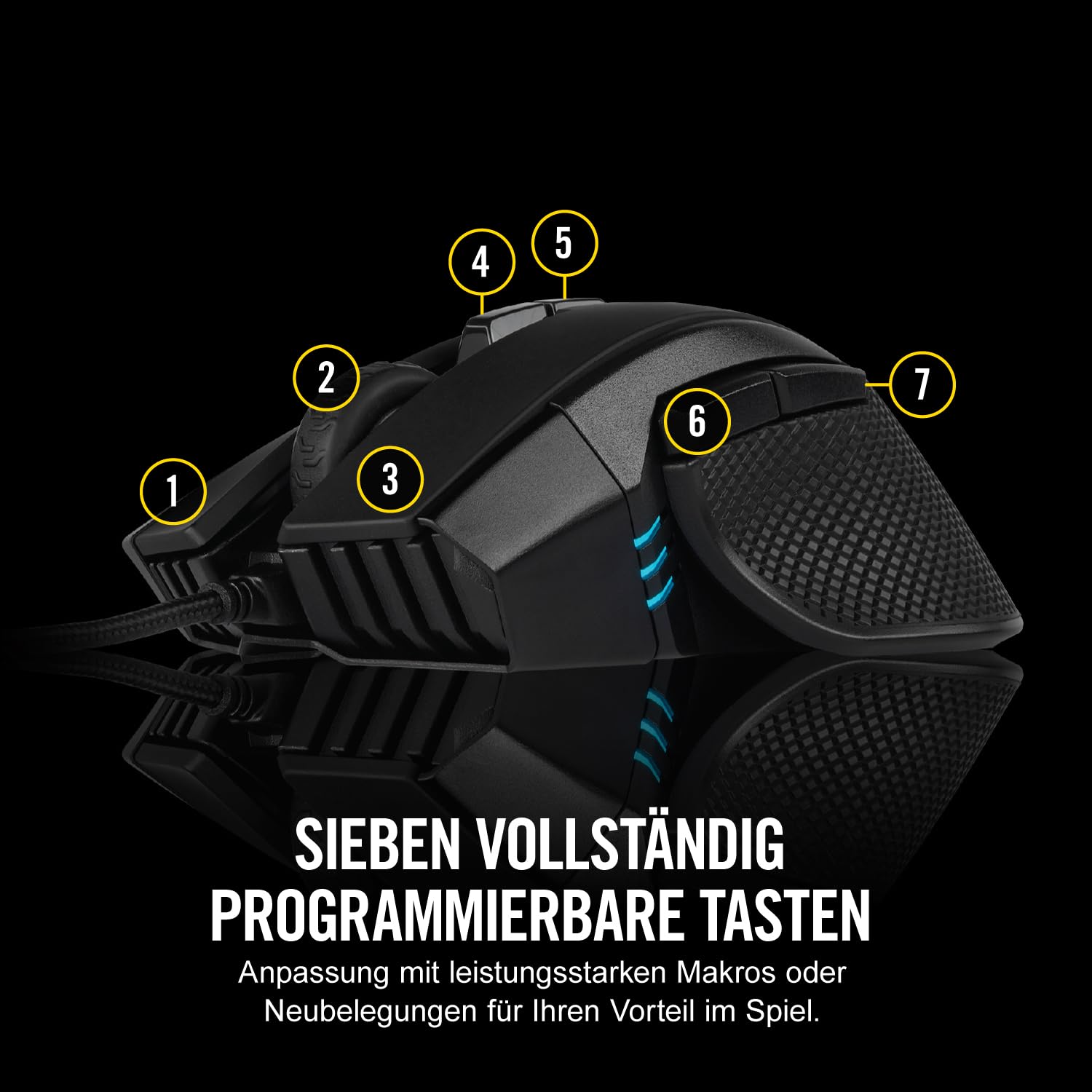 Corsair IRONCLAW RGB Wired Gaming-Maus Schwarz 18.000 DPI 7 Programmierbare Tasten iCUE Kompatibel PC Mac PS5 PS4 Xbox