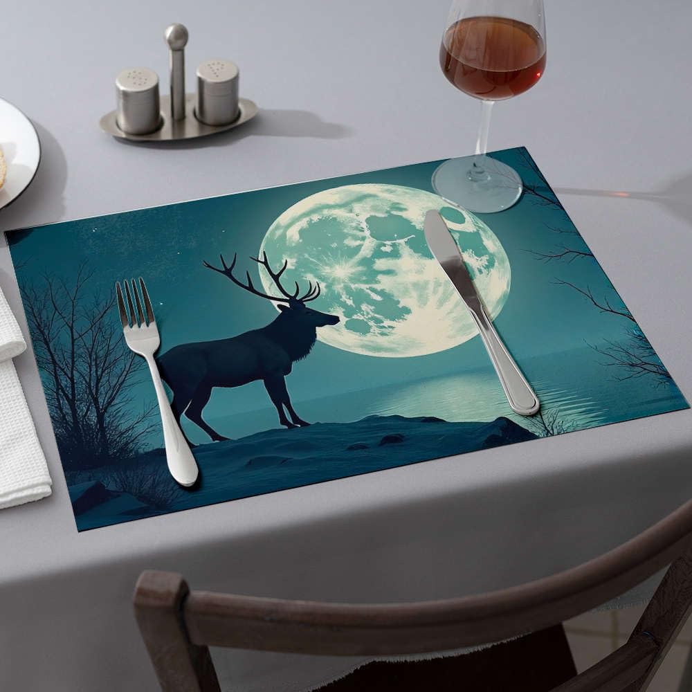 Sets de table bleus design aigle lune lac Comedor 6 pièces pour décoration de cuisine