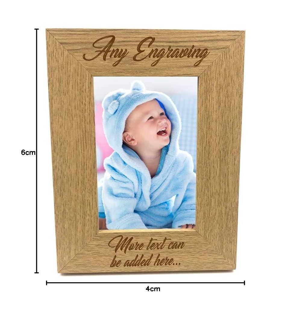 Personalised Wooden Photo 4 x 6 Frame Custom Engraved Any Message