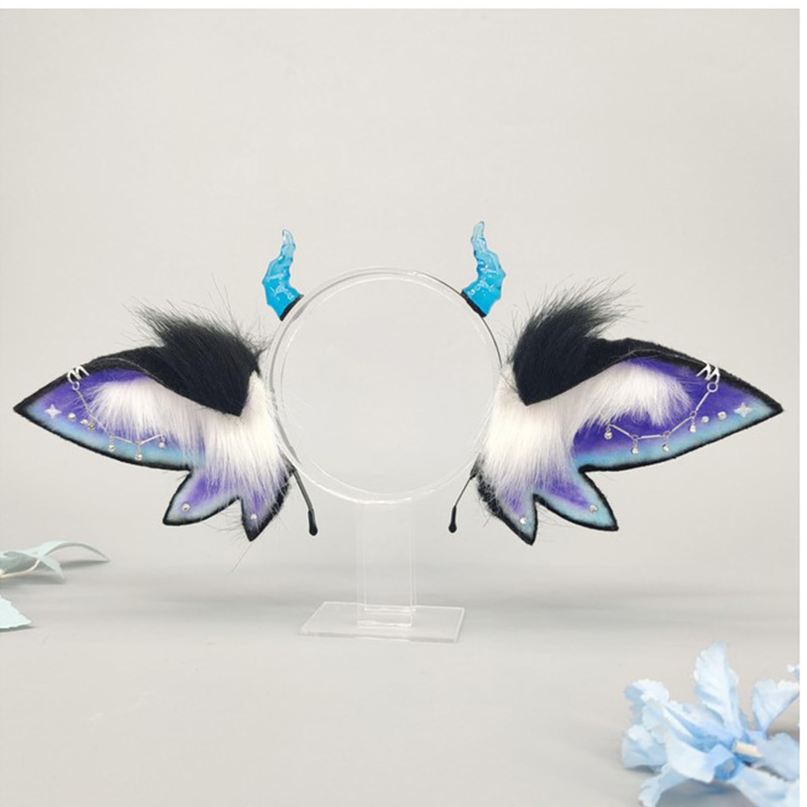 Diadema con orejas de animales de peluche, cómoda diadema étnica para fiestas de cosplay, fiestas y festivales de música, gorro de felpa suave