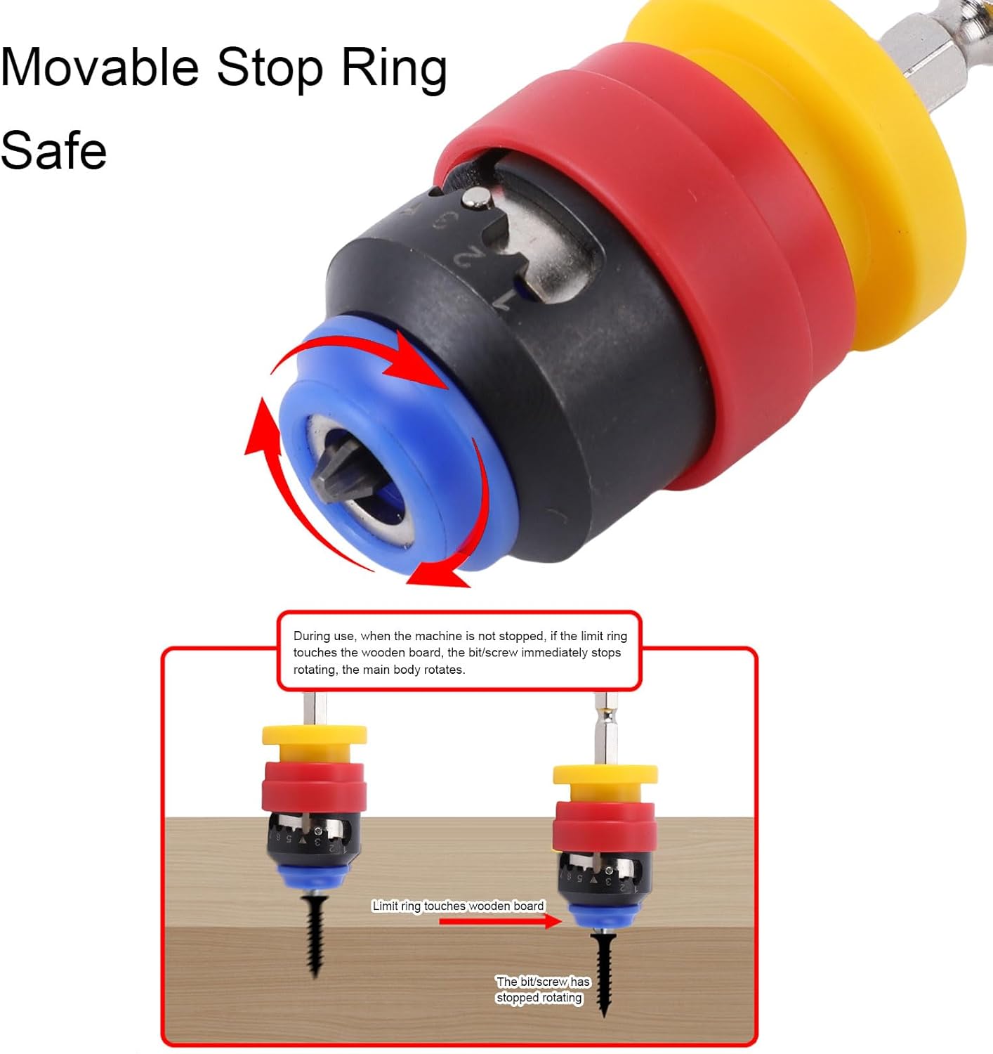 Adjustable Depth Screwdriver Bit Holder, 40CR CrV Steel and ABS Magnetic Magnetic Quick Change 1/4 Bit Holder, Quick Release Extension Adapter