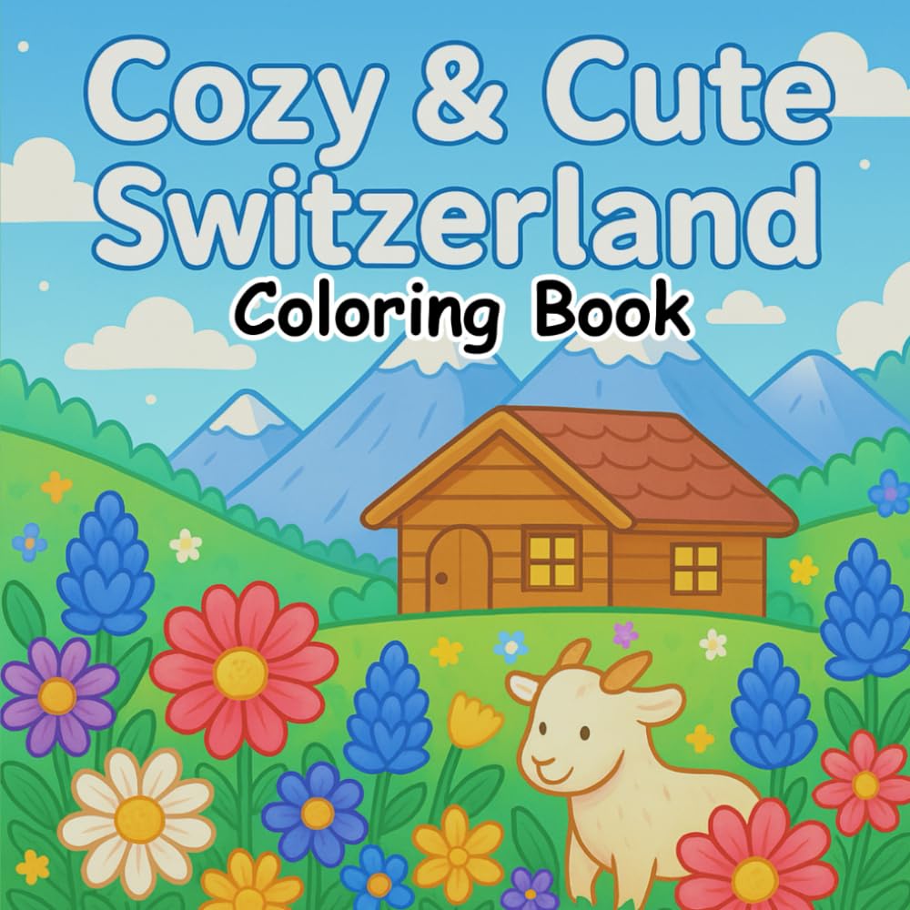 Cozy & Cute Switzerland: Coloring Book For Adults, Women, Teens, Kids, Bold And Easy ( To Relax)