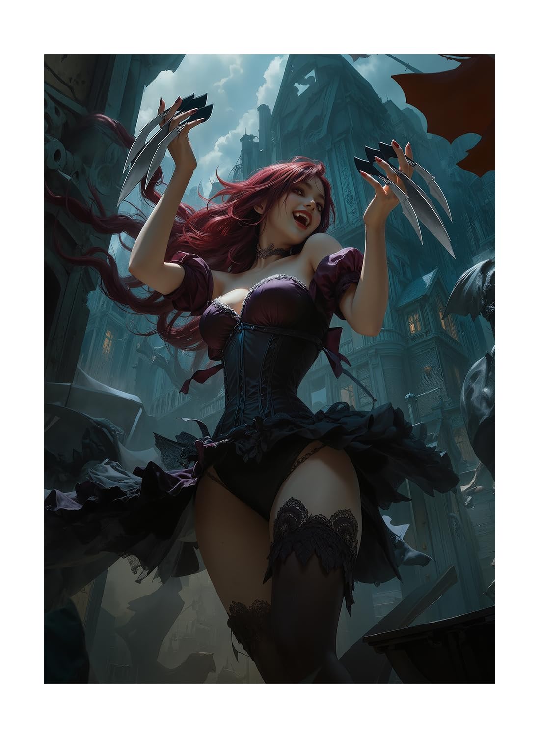 Katomula 100 MTG Card Sleeves with 100 Inner Sleeve, Textured Back Art Sleeves, Fit Standard Size Cards-Lady with Claws