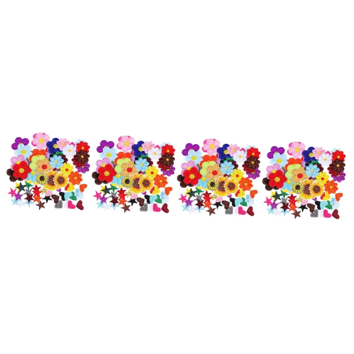Operitacx 284stücke Teiliges Bunten -patches Blumen Herzen Und Sterne Für Kreative Kleidungsgestaltung Rucksäcke Und Hüte Langlebige Waschbeständige Applikationen