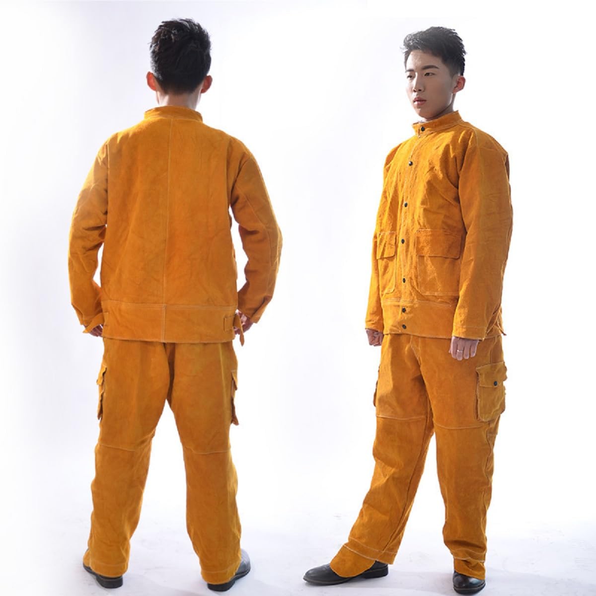 Bezpieczeństwo w miejscu pracy Odzież Spawanie skóry bydlęcej Spawanie łuku argonowego Długi rękaw ochronny przeciw łukowi Splash Odzież ze skóry bydlęcej,Yellow,XXL