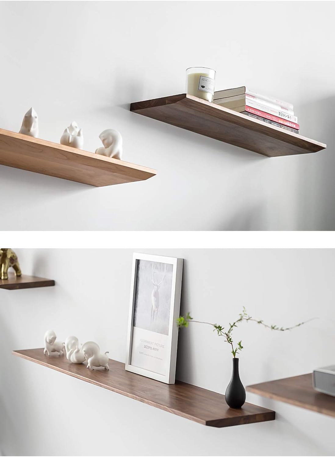 リビング収納　ラック 棚 壁掛けフローティングシェルフ 無垢材パネル 天然木目加工 キッチン