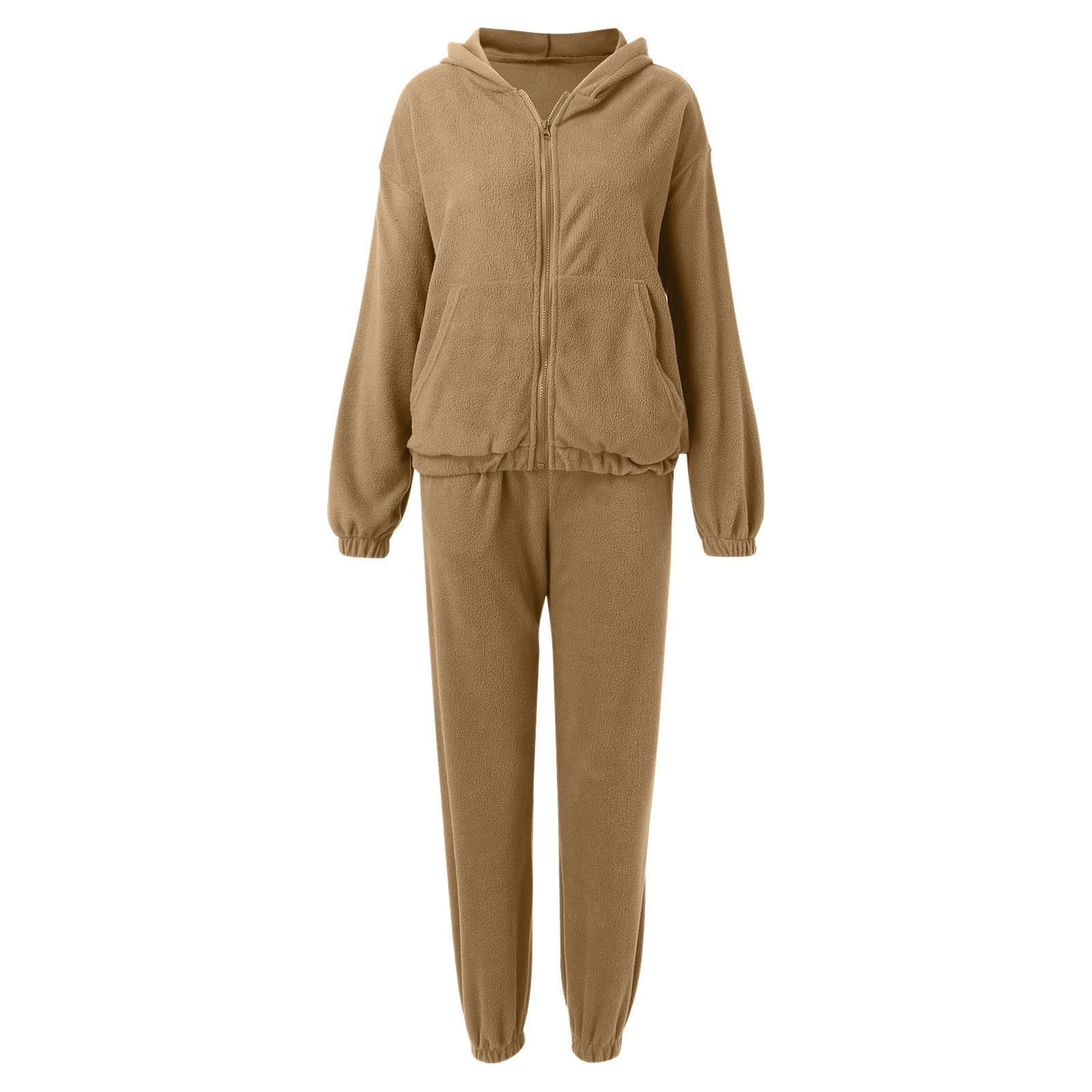 Damski dres do biegania z długim rękawem, dwuczęściowy strój, dres treningowy, jednokolorowy, kurtka z kapturem + długie spodnie do biegania, zestaw na czas wolny z zamkiem błyskawicznym, luźny strój