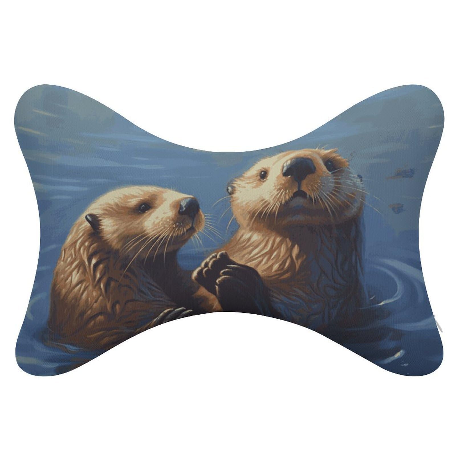 Adfgyerh Style Sea Otters Painting Pillow ，Memory Foam Pillow Core，Cushion,Provide Neck Support，Car Pillows For Travel Car Seats And Home Offices.
