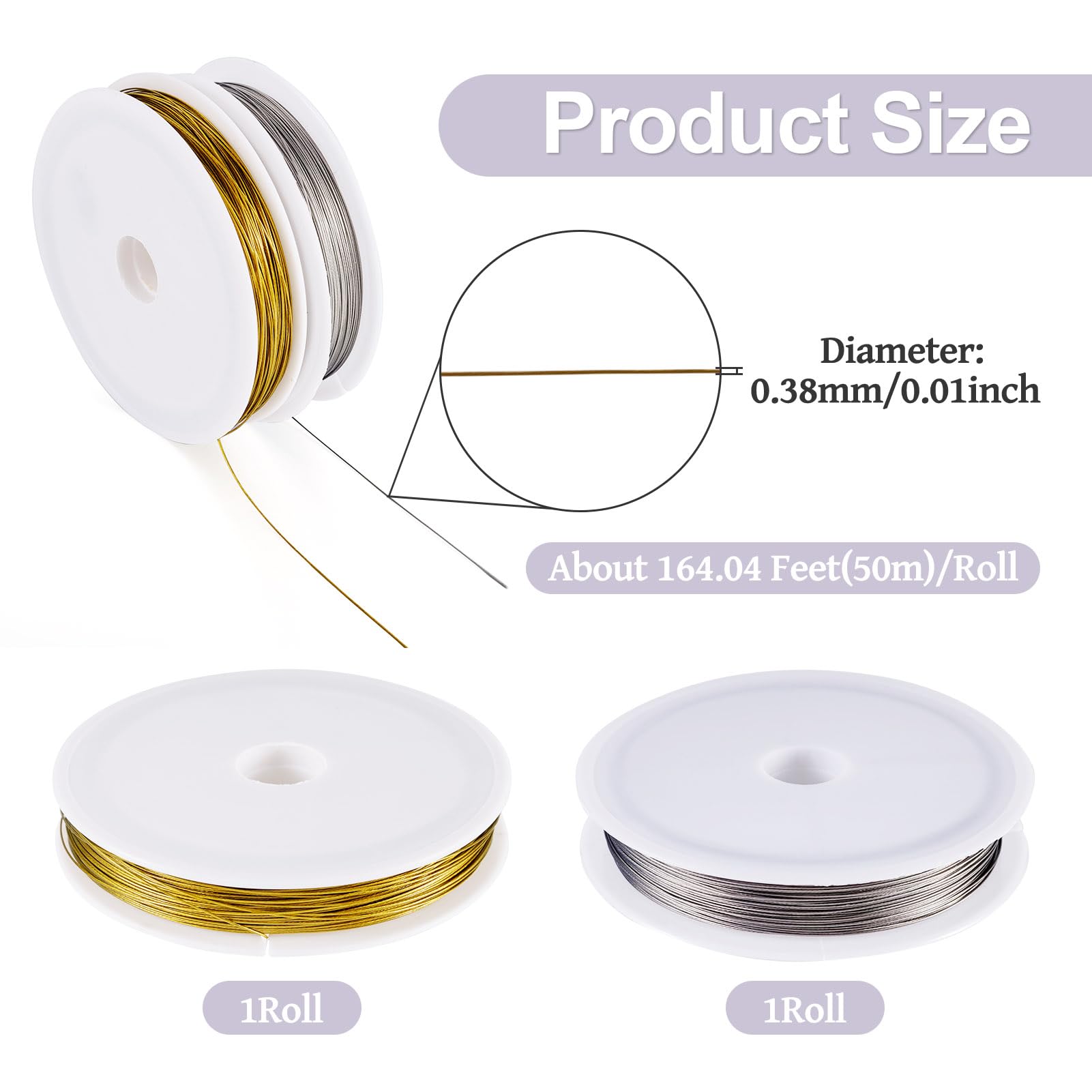 Craftdady 2 Rolls 0.38 mm Tiger Tail Wire for Jewelry Making Stainless Steel Bead Stringing Wire Metal Craft Wire for Necklace Earring Bracelet Making - Image 3