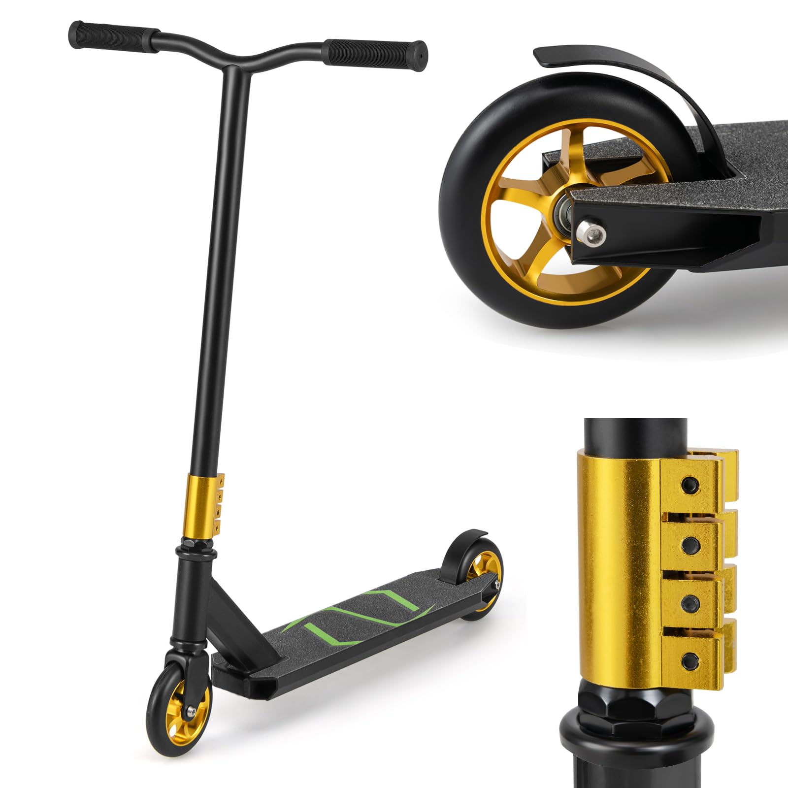 GYMAX Trottinette Pro Stunt pour Enfants et Adolescents à partir de 10 Ans | Freestyle léger avec roues en polyuréthane et plateau en aluminium, rotation à 360 ° sur guidon de rue