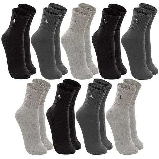 Kit 10 pares Meia Cano Médio, Básica, Lupo, adulto-unissex, Branca/Cinza/Preta, 41 a 44, G