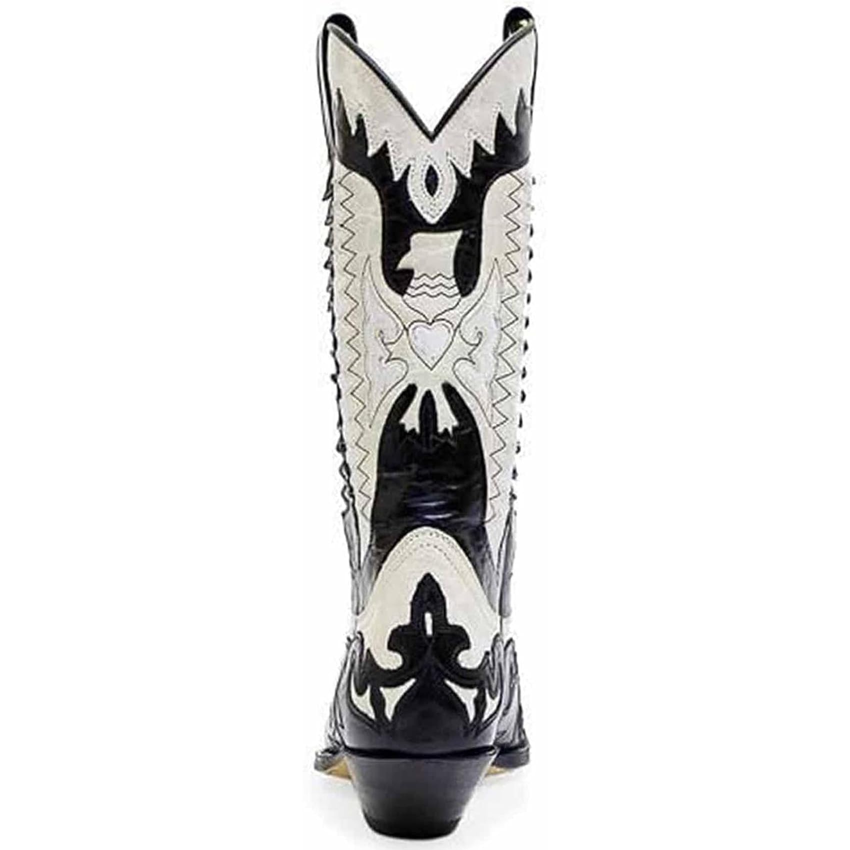 DJFOG Bottes de Chevalier pour Hommes, Bottes de Motard brodées, Bottes Hautes Vintage, Style Cowboy Occidental, Bottes de Moto à Bout Pointu
