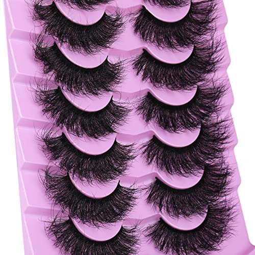 Lashes Mink Fluffy 20Mm Dramatic False Eyelashes Thick Volume Long Fake Eyelashes 6D Full Big Eye Lashes Pack 7 Pairs Reusable Handmade Faux Mink Eyelash #TOP2