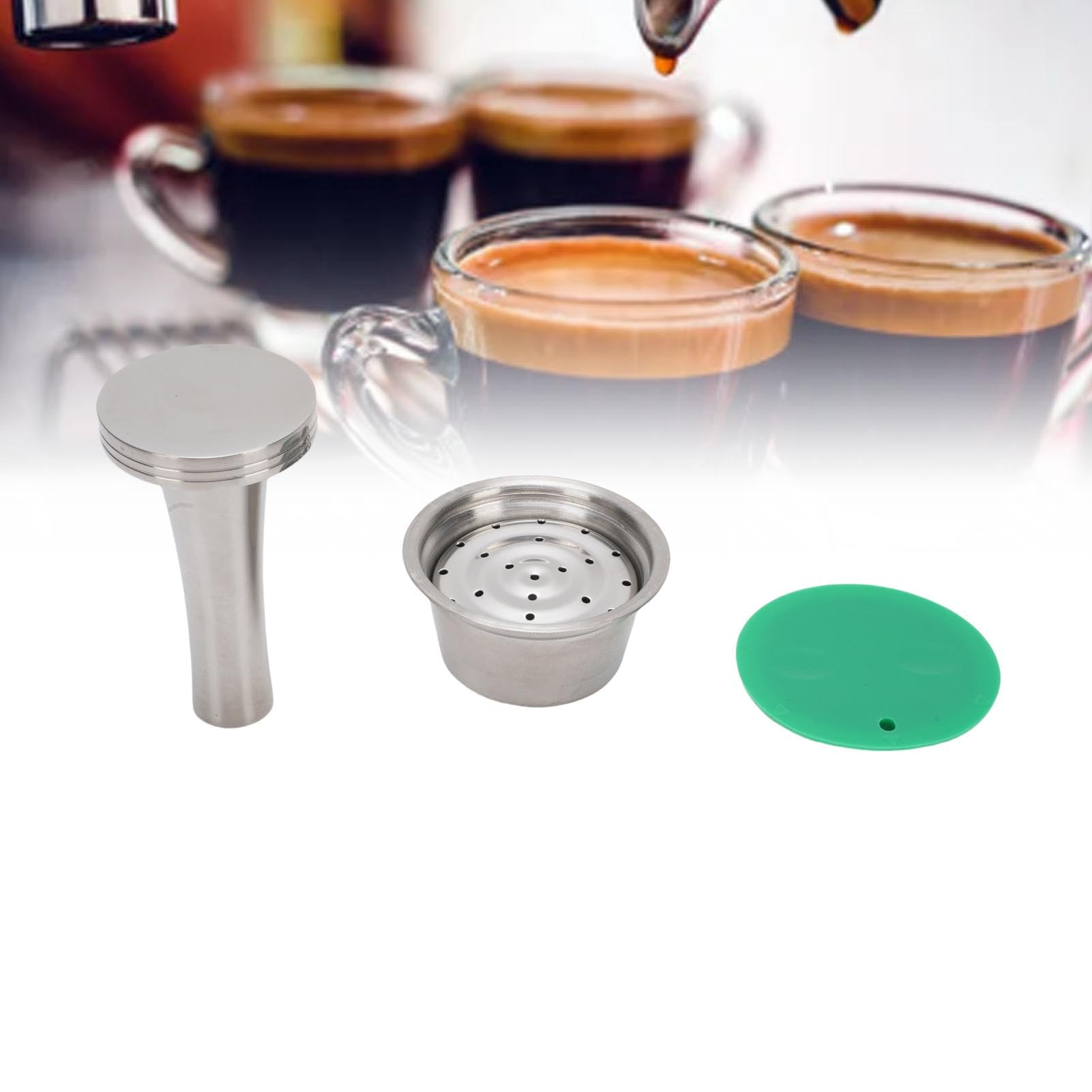 Haofy Kit de Cápsula de café de Acero de Acero Inoxidable Reutilizable con Cepillo de Cuchara de Manipulador para la Preparación para Máquinas de café