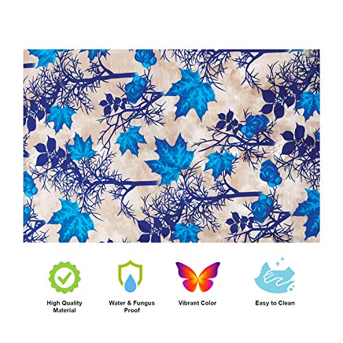 Image of Combo Set of 1 Pc Fridge Top Cover With 6 Utility Pockets and 3 Pc Fridge Mats (Blue, Set of 4)