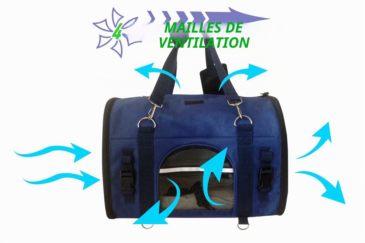 Transporteur Robuste 6-en-1 d’Animaux de Compagnie, Frontal & de Poitrine, À Épaule, À Main, Caisse de Siège Auto, Transporteur de Voyage à Côtés Souples pour Chiens & Chats de 41-46 cm