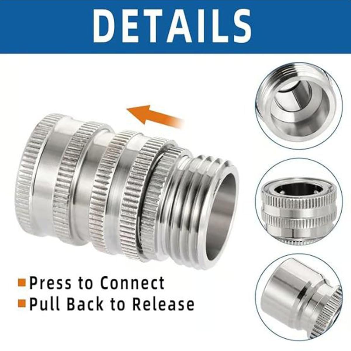 Novealcrbe 2025 - Set di raccordi per tubo da giardino in acciaio inox, set di adattatori per idropulitrice ad alta pressione da 3/4", connettore a sgancio rapido per tubi spruzzatori (5 pezzi)