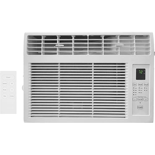 Bonnlo 5000BTU Window Air Conditioner with Remote and 24H Timer, Window AC Unit with ECO Model and 4 Fan Speed, Cools up to 150 Sq. Ft., Easy Installation for Home Bedroom Apartment Office 115V
