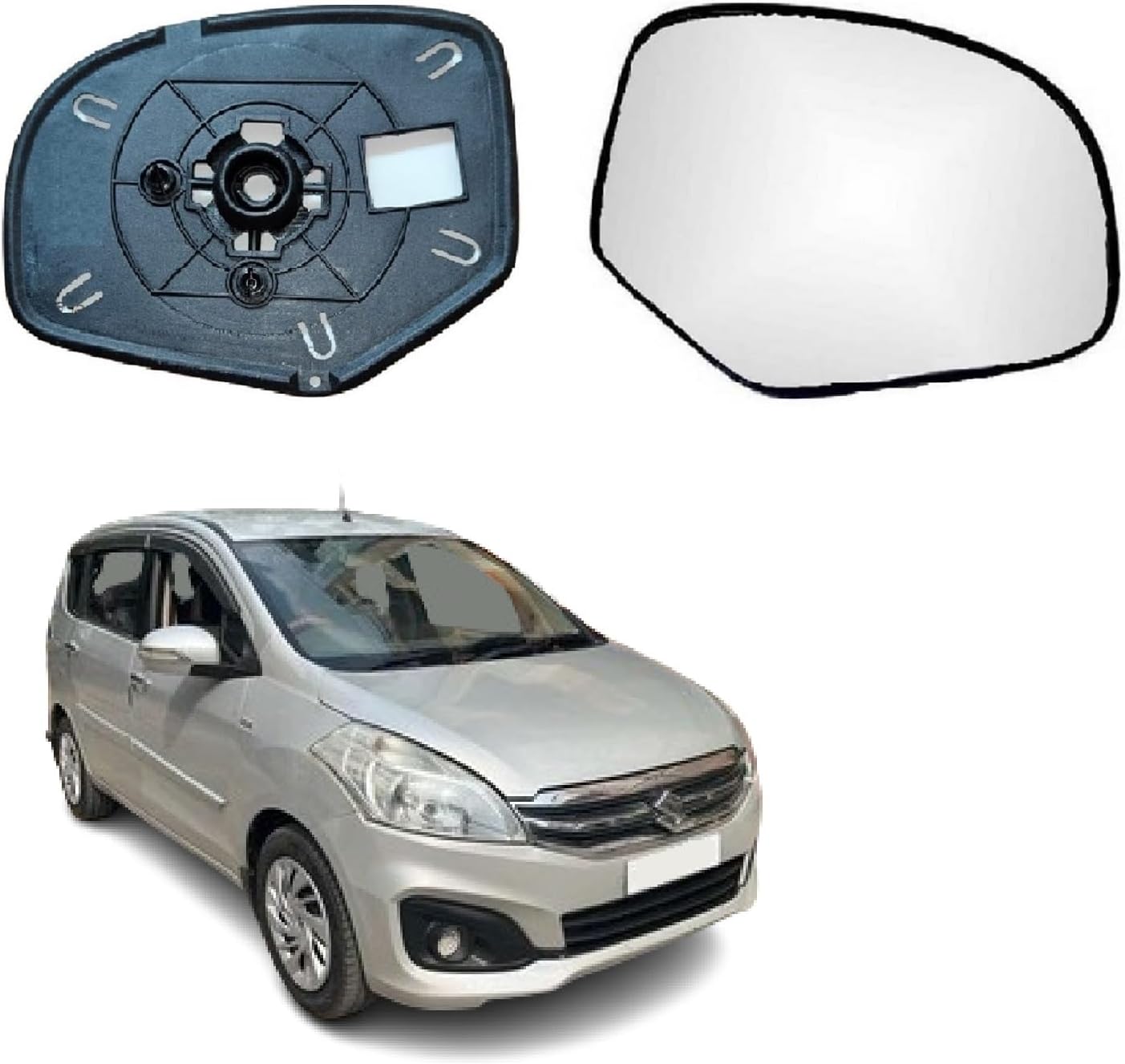 Side View Mirror Glass/Sub Mirror Plate for Maruti Ertiga Car Model (IST GEN (MIRROR SIZE 1), RIGHT DRIVER SIDE)
