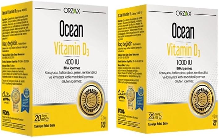 Orzax D3 Vitamini Sprey 20 ml -  ocuk ve Yeti kin Kullan m   in 400 IU ve 1000 IU, kzmo3911