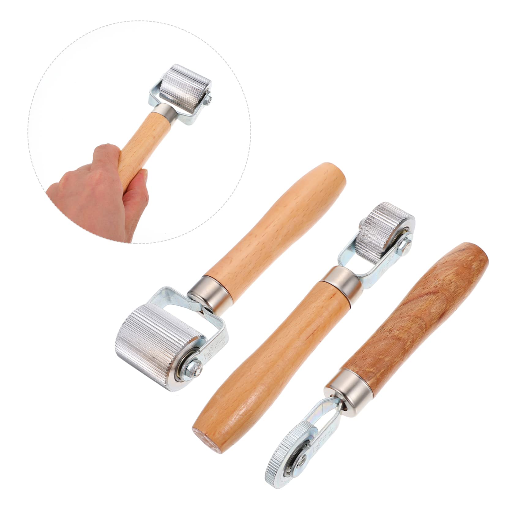 SOLUSTRE Kit de Réparation de Pneus Voiture Rouleaux à Manche en Bois et Acier Léger et Portable 3 Pièces pour Réparation des Pneus