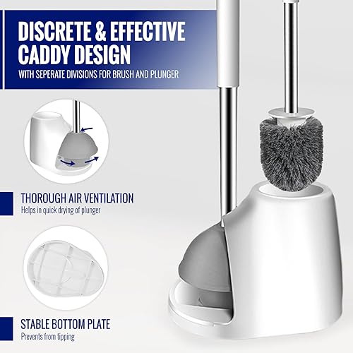 Miniatura 6 de True fresh Juego de cepillo de inodoro y émbolo para baño, émbolo de inodoro para baño y cepillo de inodoro, juego de émbolo y cepillo 2 en 1 con