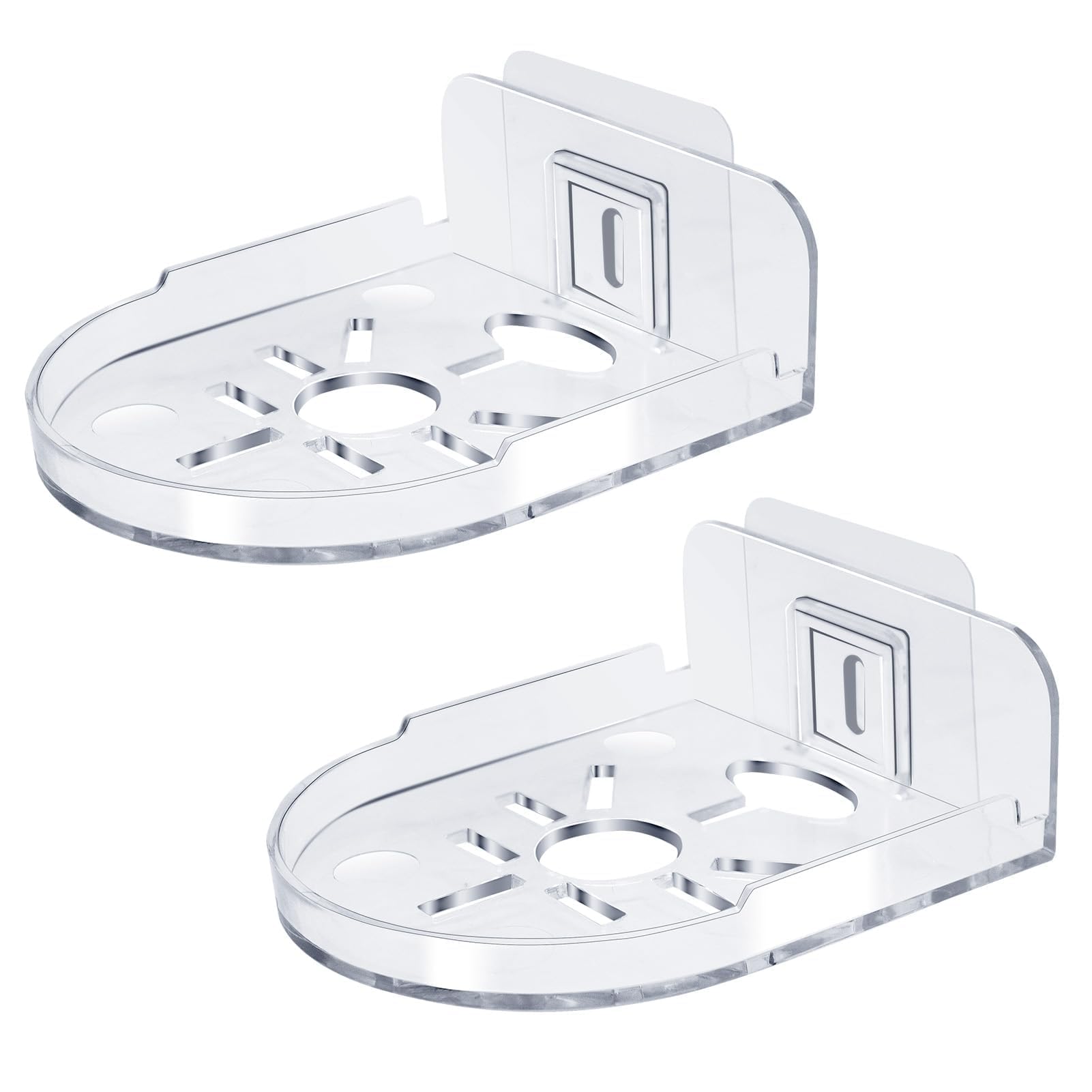 2 Pack Soporte Montaje Pared para Cámara de Vigilancia, Soporte Pared Cámara Vigilancia, Estante Plástico Universal para Interior Exteriores, Vigilabebés, Seguridad del Hogar, Sin Taladro Transparente