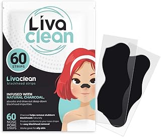 (60 Strips) Livaclean Charcoal Blackhead Remover Pore Strips for Face Nose Pores - Blackheads Removal - Blackhead Removers - Blackhead Remover Strip - Black Head Nose Strips Black Head Remover Stripes