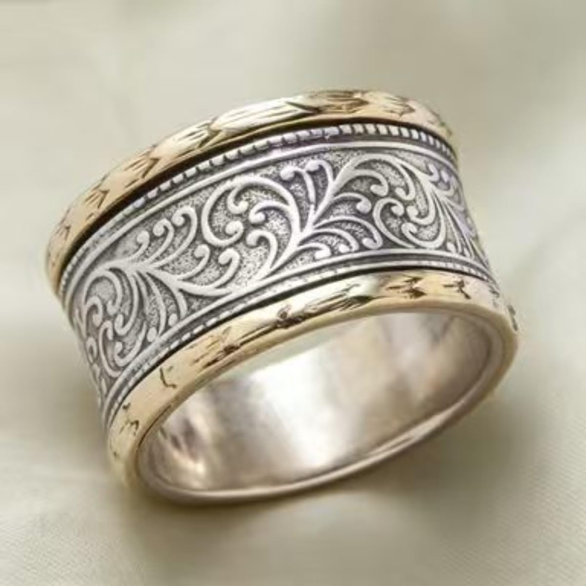 Vintage Italian Baroque Ring for Women – Woven Texture Gold Plated Band, Elegant Classical Statement Jewelry Gift for Her, Birthday & Anniversary Present for Wife, Best Friend or Sister image 2