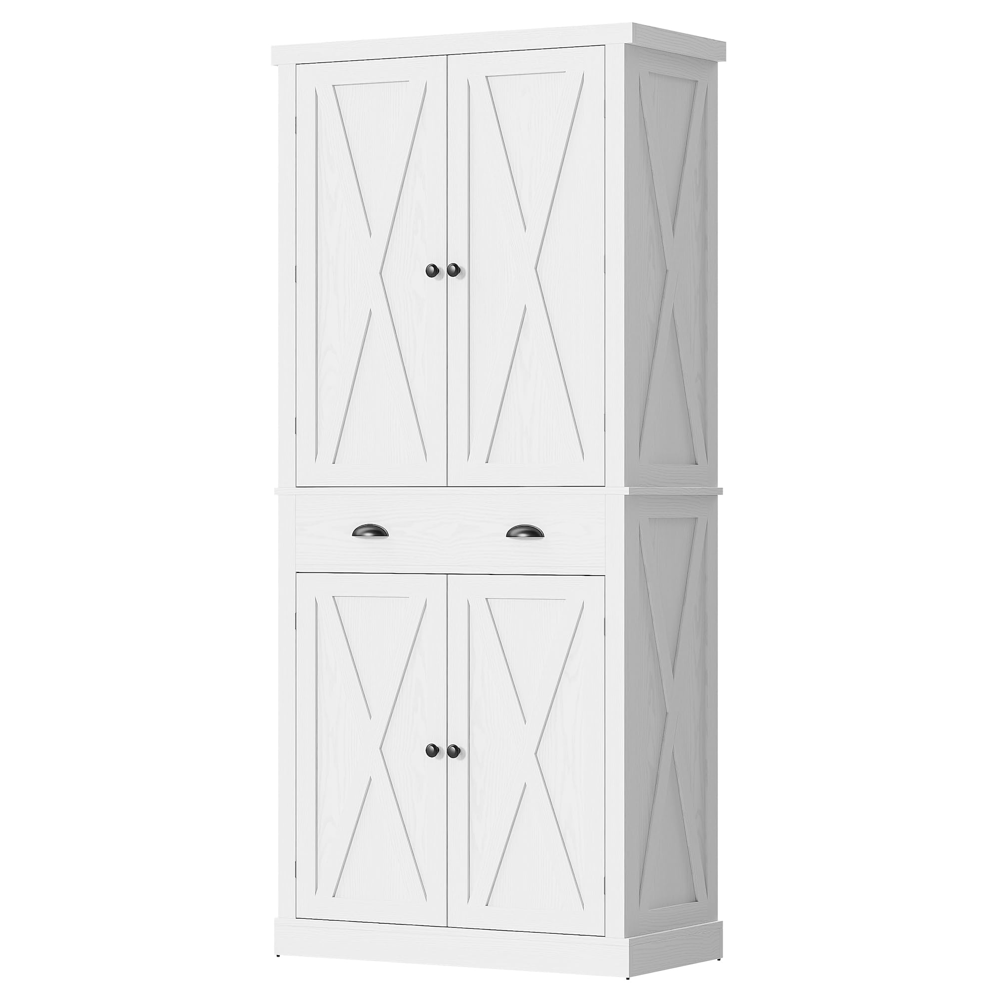 IRONCK Küchenschrank Hochschrank Mit Schubladen, 40 x 77,5 x 184,5 cm, Weiß | Aufbewahrungsschrank Mit Flügeltüren, Schublade, 3 verstellbaren Einlegeböden für Wohnzimmer Küche