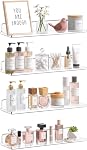 Étagères Flottantes Murales Lifewit, Organisateur Acrylique Transparent de 14 po, Décor Murale en Plastique pour Disques/Parfum/Makeup/Figurines/Livres/Plantes dans la Salle de Bain, Chambre, Bureau, Salon, Cuisine, 4 Pack