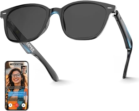 Unisex AI Translation Glasses & 140+ Languages, Smart Bluetooth Glasses Built-in Mic & Speaker | Hall Switch & Auto-Connect | 100% UV400 Protection | Outdoor Smart Sunglasses for Men & Women