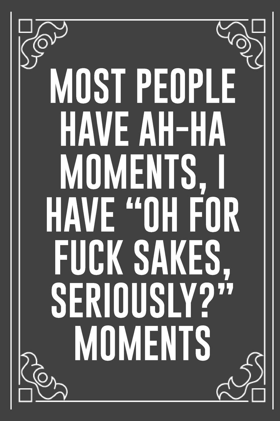 MOST PEOPLE HAVE AH-HA MOMENTS, I HAVE "OH FOR FUCK SAKES, SERIOUSLY?" MOMENTS: Funny Blank Lined Ofiice Journals For Friend or Coworkers