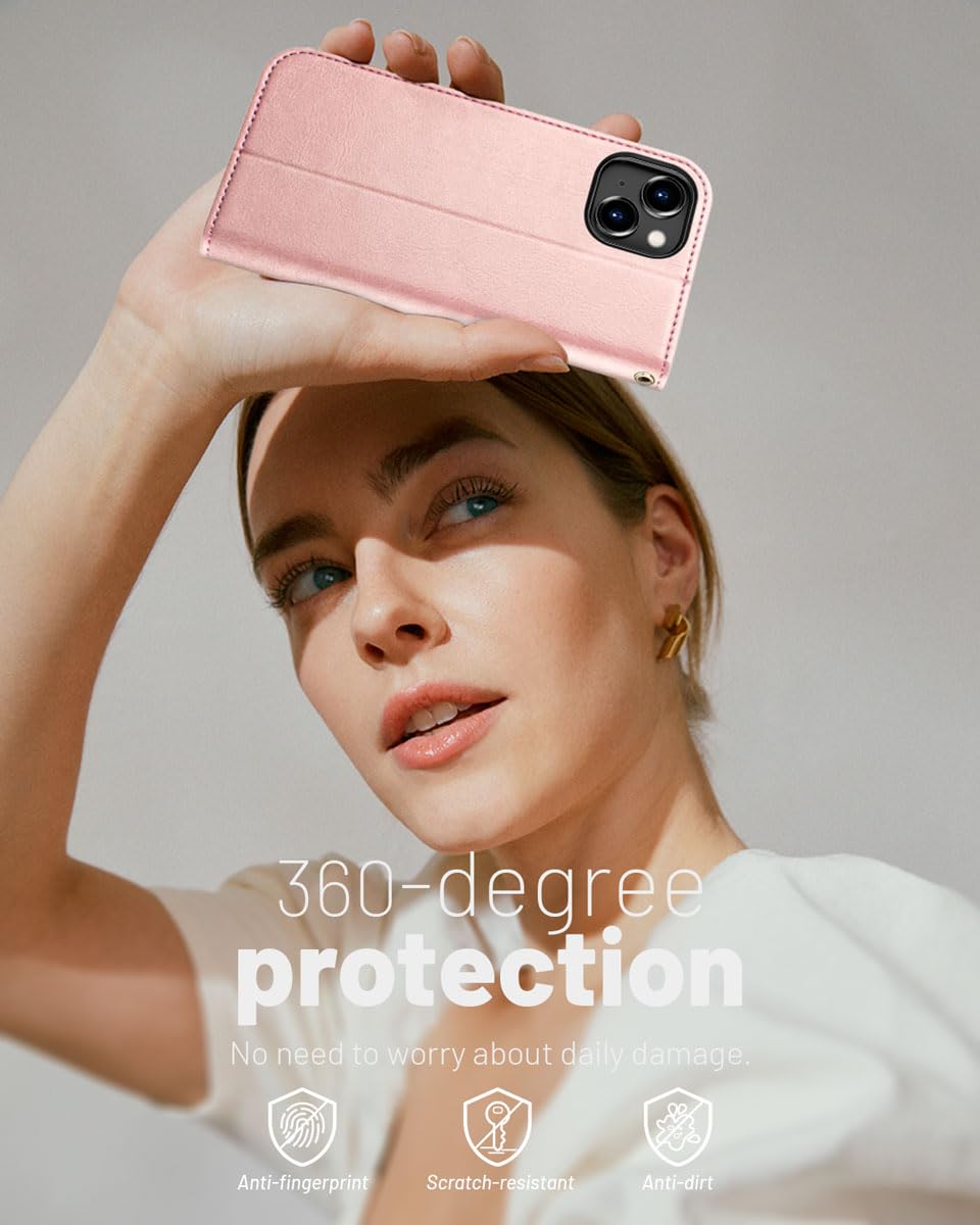 OCASE Custodia iPhone 15 Plus, Cover iPhone 15 Plus Interno TPU Antiurto Portafoglio [RFID Blocking] [Carta Fessura] [Supporto Stand] Custodie in Pelle per iPhone 15 Plus (6,7 Pollici) - Rosa