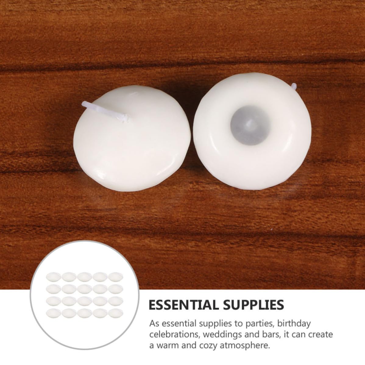 UKCOCO 100 Piezas Velas Flotantes de Parafina sin Aroma, Color Blanco, Iluminación Ligera, Velas de Boda para Fiestas y Bares
