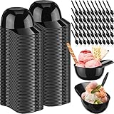 Tanlade 100 Set Baseball Helmet Bowl with Spoons 8 oz Mini Ice Cream Dessert Baseball Cap Bowls Plastic Helmet Chip Snack Cups for Party Supplies (Black)