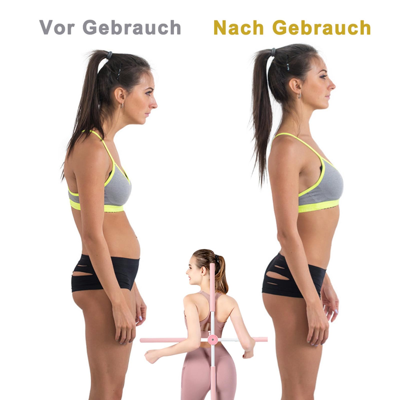 Yoga Stange, Haltungskorrektur Anti Buckel Fitness Training Cross Stöcke, Bodybuilding Yoga Pilates Stick, Buckel Korrekturstab für Hause Ganzkörpertraining Fitnessstudio