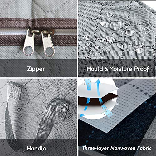Furthertry Comforter Storage Bags with Carry Handles, Closet Organizer Bgas for Blankets, Bedding, Clothing,Under Bed Storage and Organizer,3pc Pack,Gray - Thumbnail 6