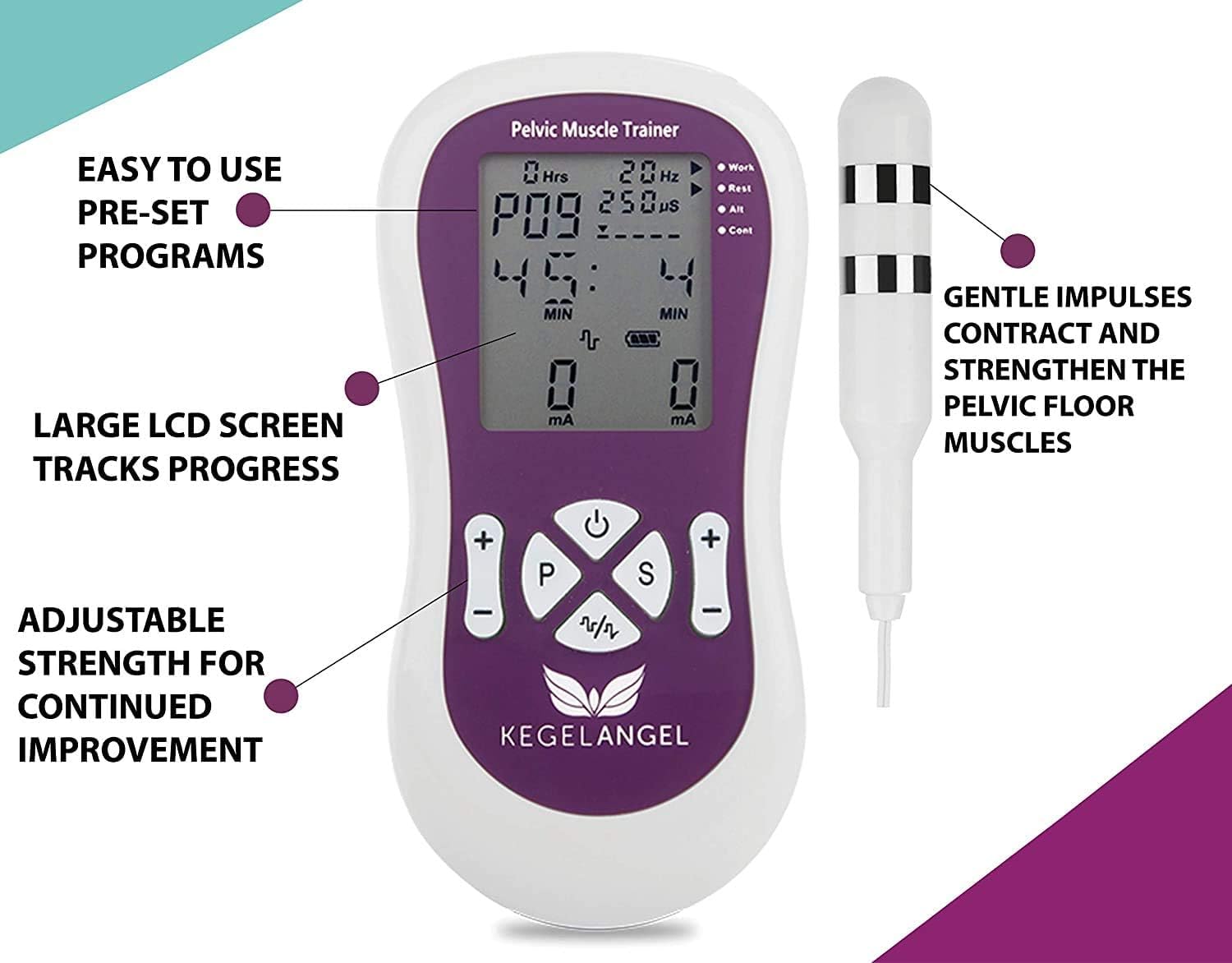 med italia service - pelvifine kegel angel elettrostimolatore per incontinenza e per riabilitazione del pavimento pelvico - ANGEL