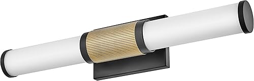 Miniatura 5 de Hinkley 50062BK-LCB Zevi - Lámpara LED mediana para tocador de baño, barra de baño de ópalo grabado, moderno puño de dos tonos, se monta vertical u
