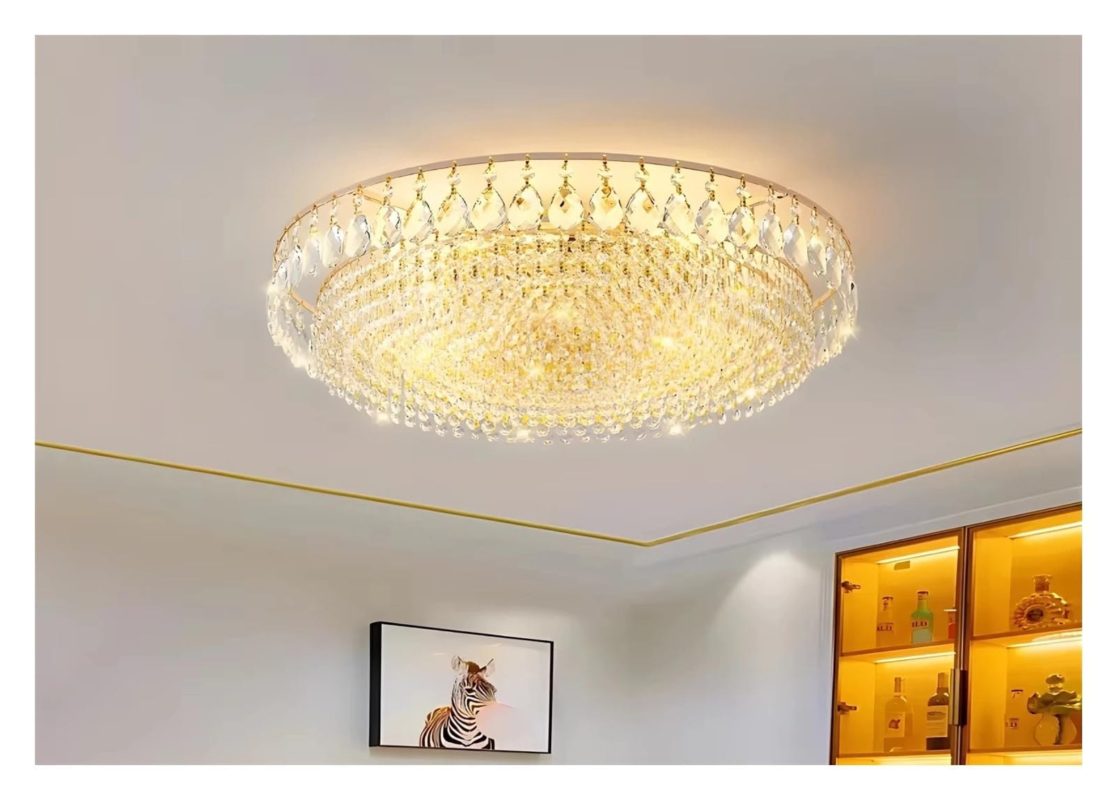Lustre en cristal moderne lampe de plafond LED ronde pour hall d'hôtel