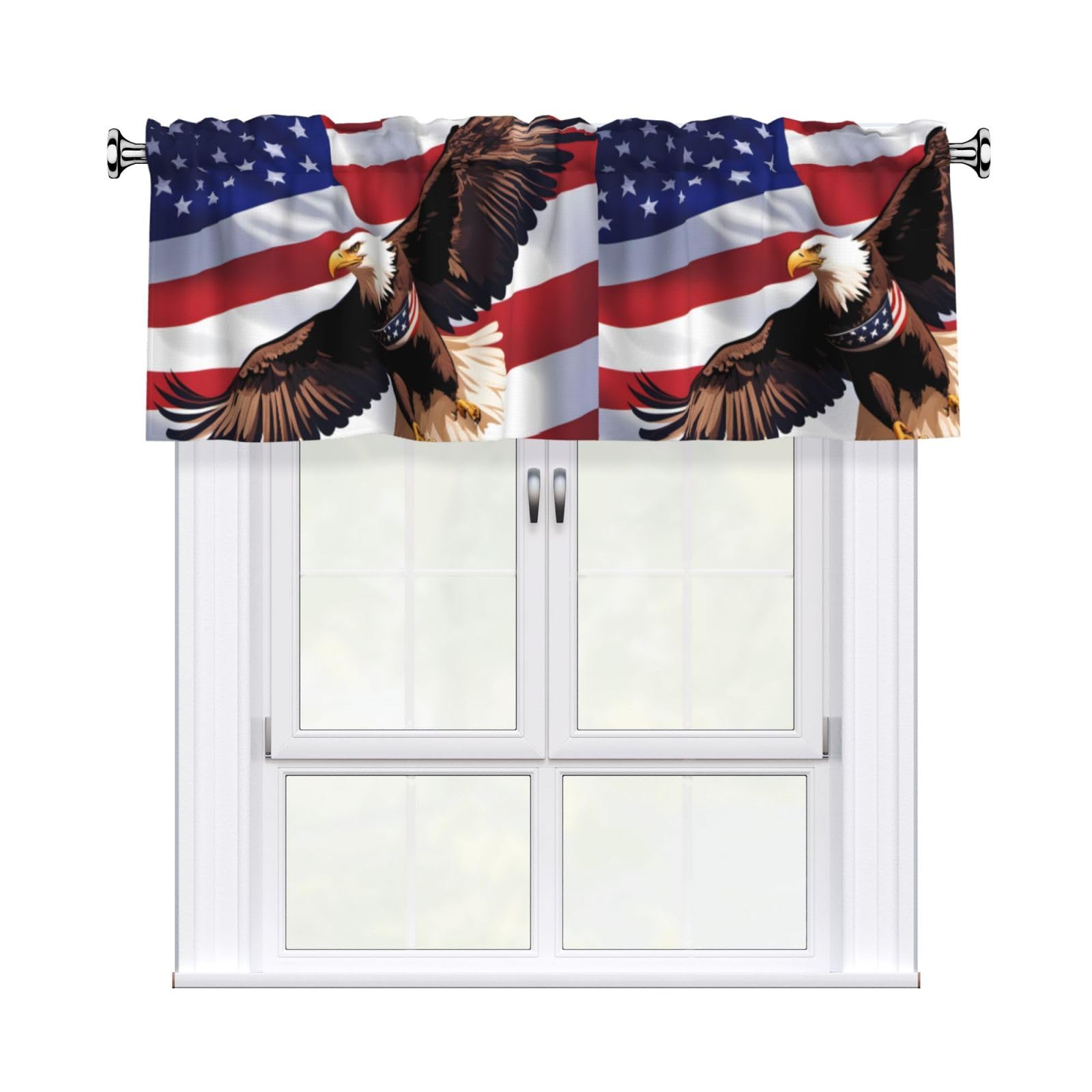 YYHHAOFA USA Patriotic Eagle with American Flag Prints Durable Kitchen Window Layer – 54x18 Inch 100% Polyester Valance with Precision Construction