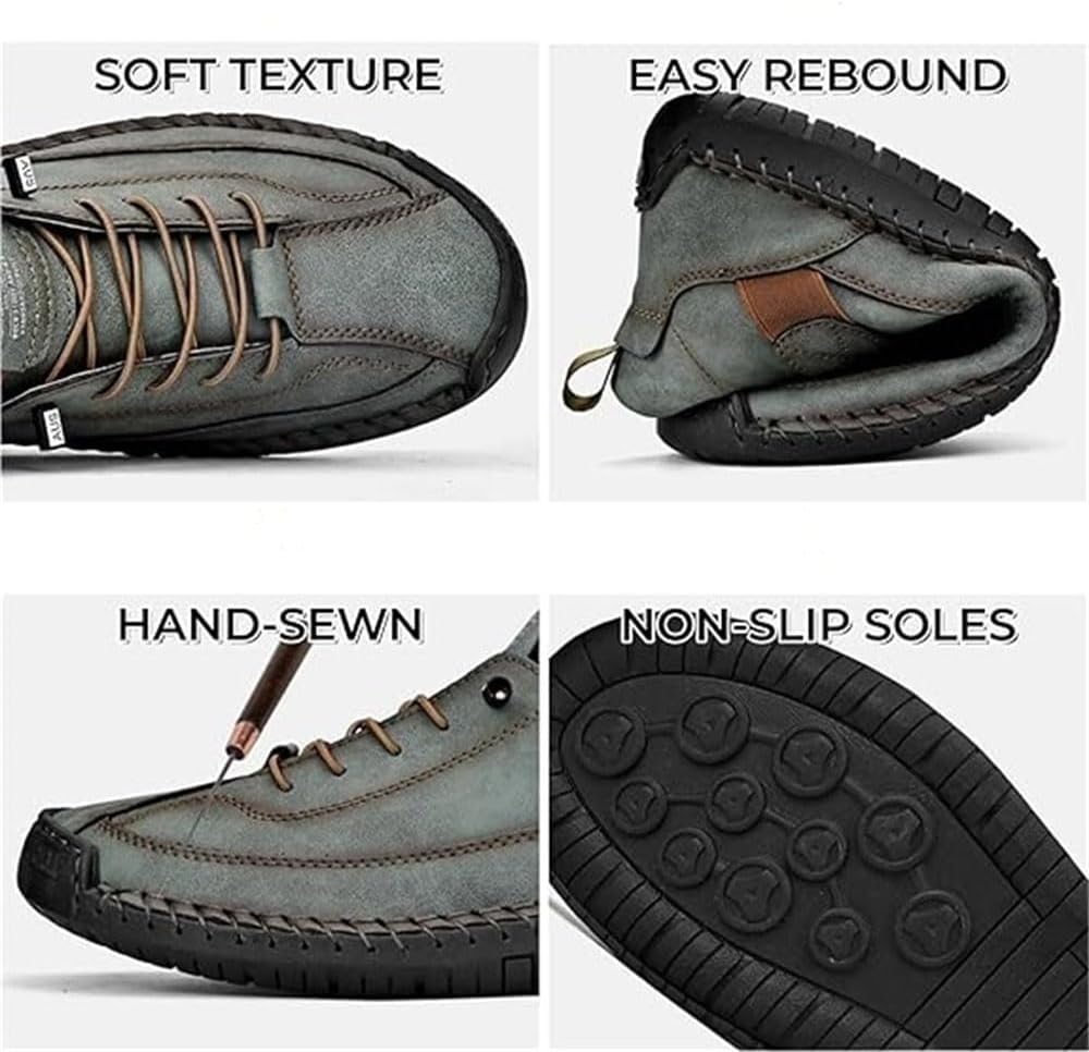 Women's Handmade Leather Orthopedic Comfy Shoes, Unisex Waterproof Orthopedic Adjustable Walking and Hiking Sneakers, Slip-On Soft Comfort Support Boots - Image 3
