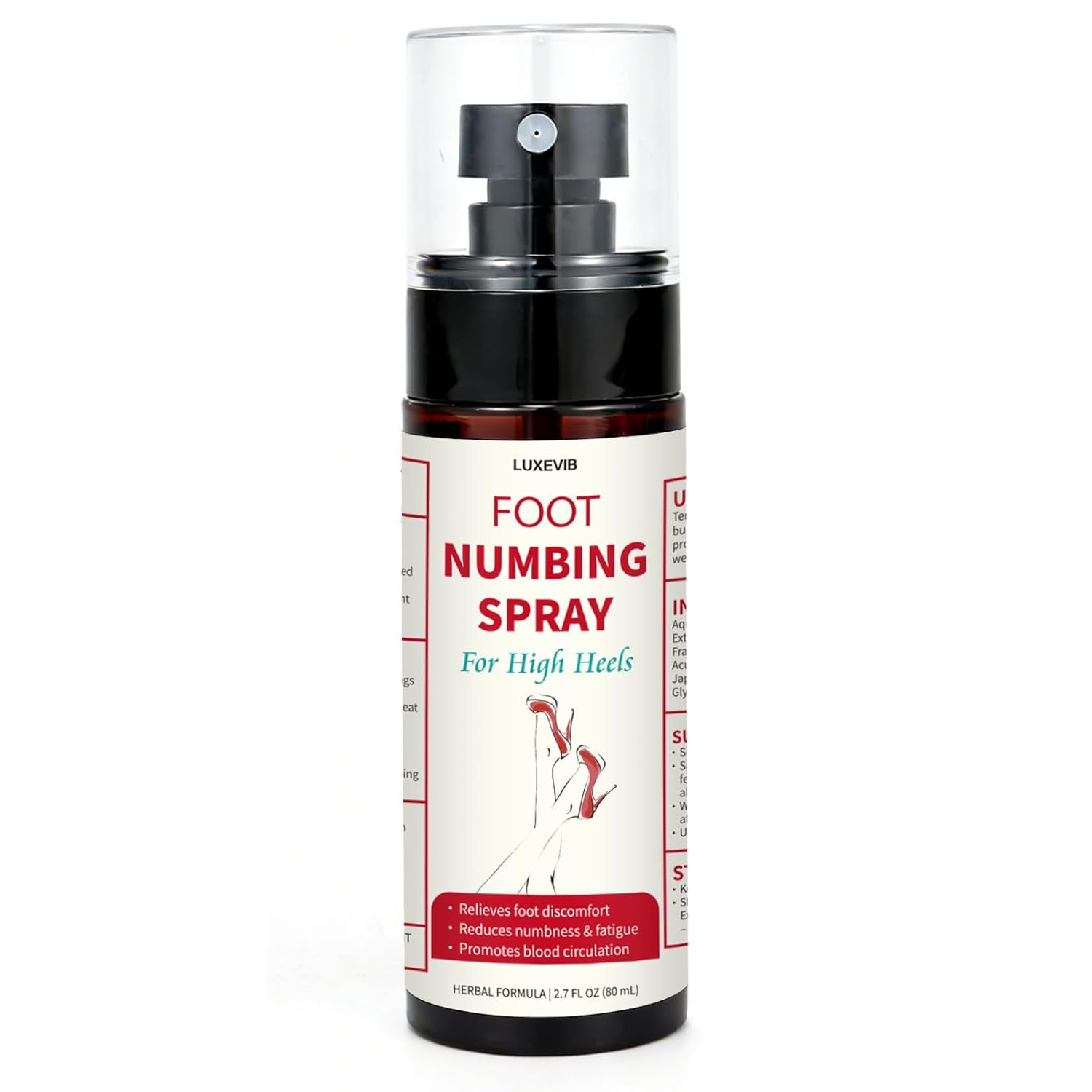 Foot Numbing Spray for High Heels, Cooling Foot Comfort Spray for Women, Helps Ease Foot Fatigue & Discomfort from Wearing Heels, Standing All Day, Work, Weddings, Events & Travel - 2.7 FL OZ